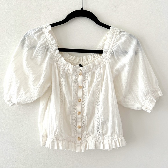 Anthropologie Laced Ivory Top - Picture 1 of 13